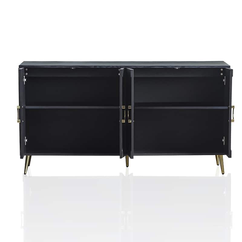 Wooden Four-Door Buffet Sideboard with Adjustable Shelves for Dining or Living Room Storage