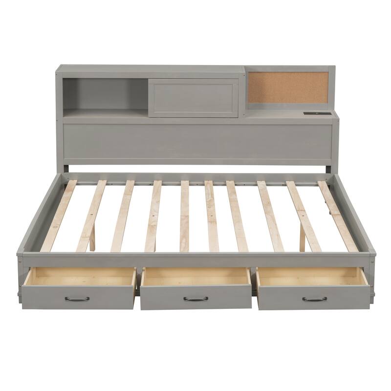 Wooden Daybed with 3 Storage Drawers and a set of Sockets and USB Ports