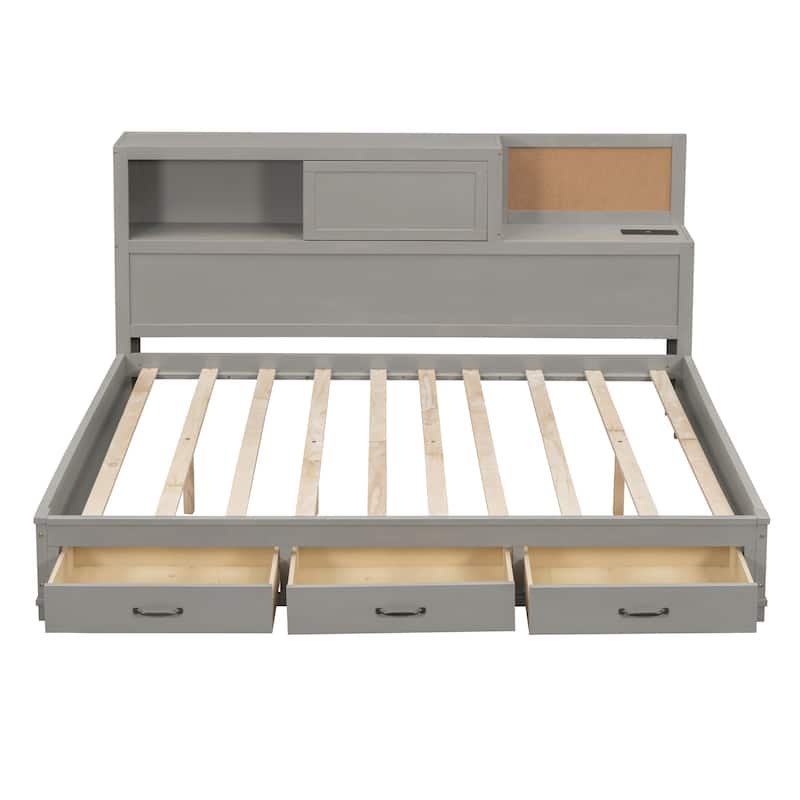 Wooden Daybed with 3 Storage Drawers
