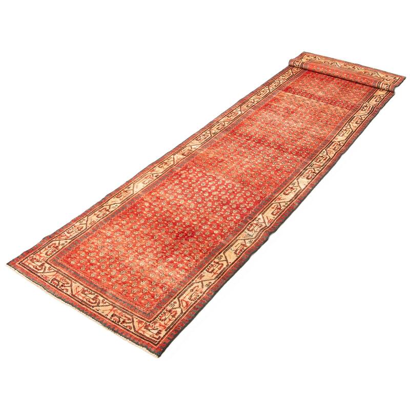ECARPETGALLERY Hand-knotted Andelz Red Wool Rug - 3'5 x 13'7