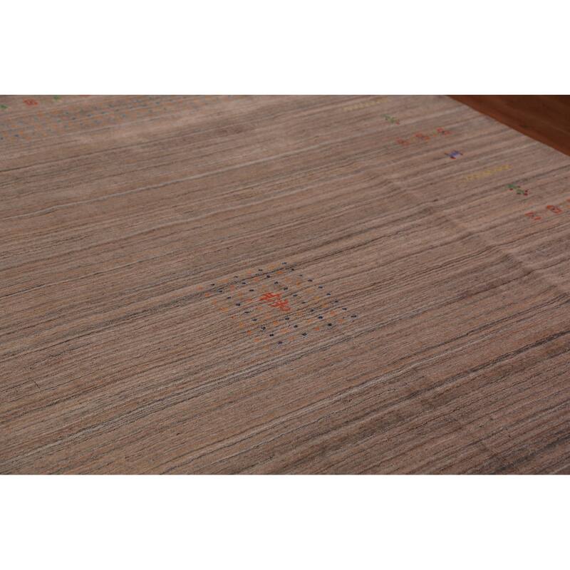 Brown Gabbeh Area Rug Handmade Tribal Oriental Wool Carpet - 8'2" x 9'10"