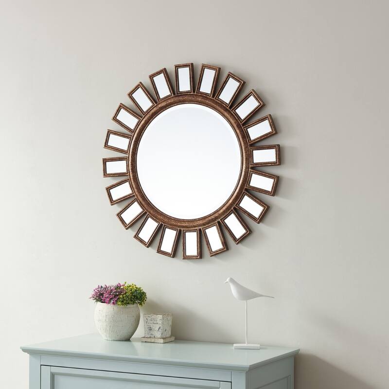 Avellino 30" Circle Bathroom/Vanity Antique Brass framed Wall Mirror