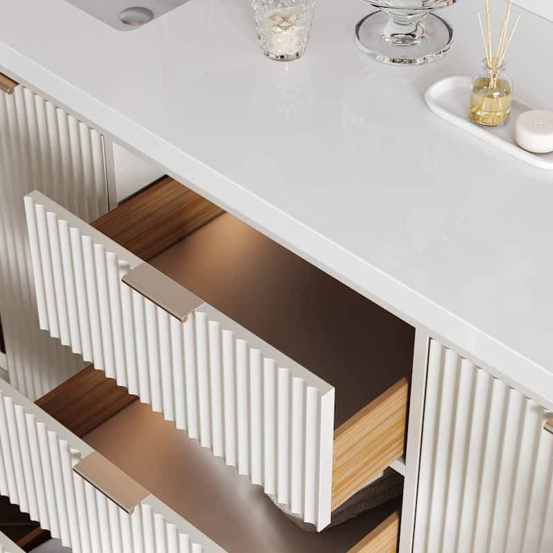 Ariel P73DWQRVO Milan 73" Free Standing Double Basin Vanity Set with