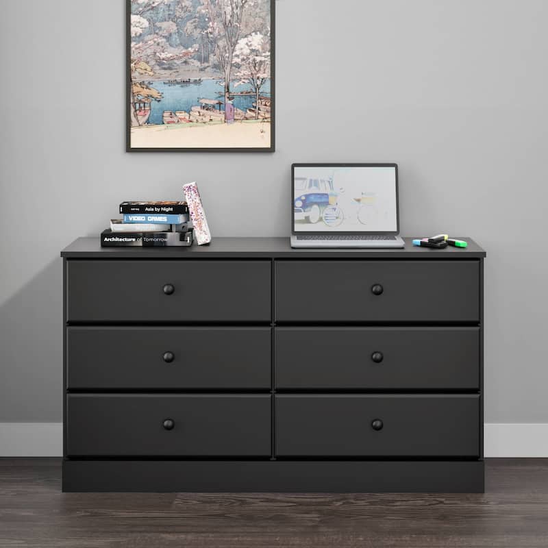 Prepac Astrid 6 Drawer Double Dresser for Bedroom, Wide Chest of Drawers, Bedroom Furniture,Traditional Furniture