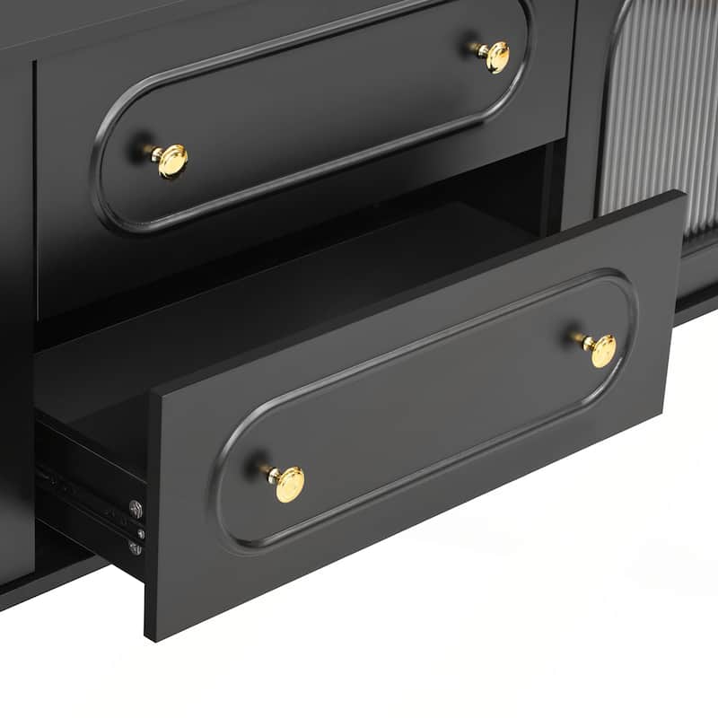 TV Cabinet with Five Metal Legs and Metal Handles