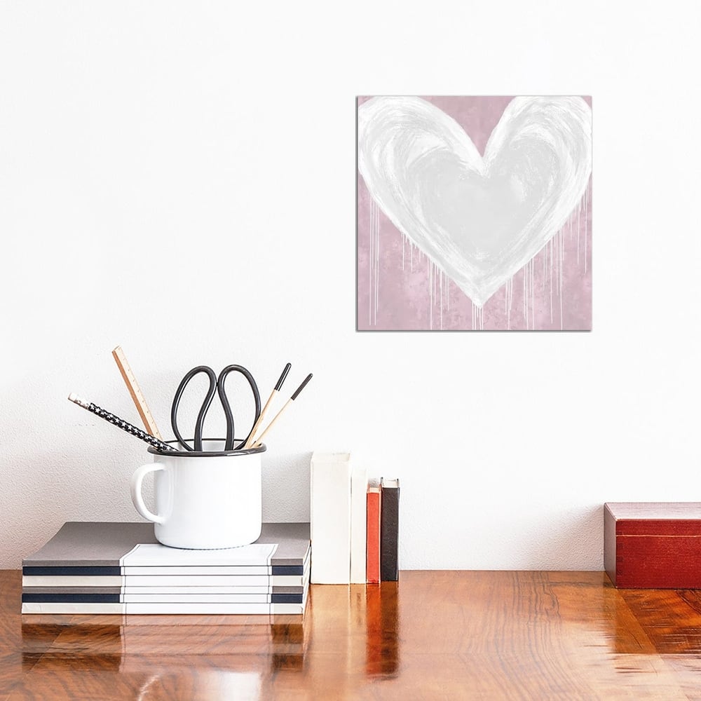 iCanvas "Big Hearted White on Pink" by Lindsay Rodgers Canvas Print