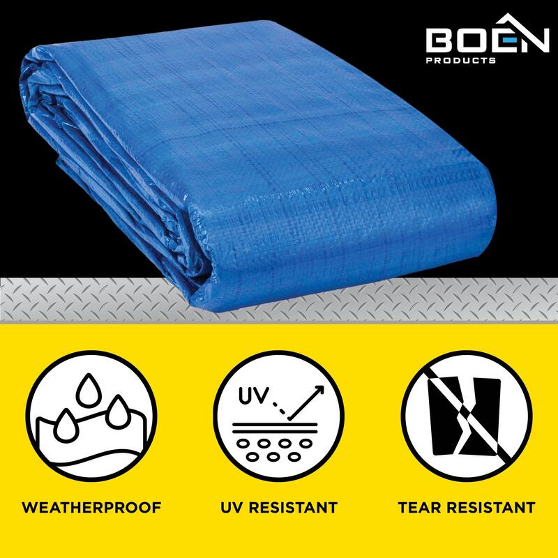 Boen 10' x 12' Blue All-Purpose Polyethylene Tarps, 2Pk