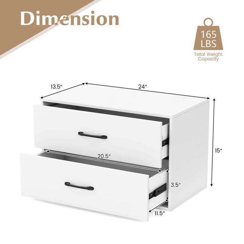 Costway 2-Drawer Stackable Organizer Horizontal Storage Cabinet