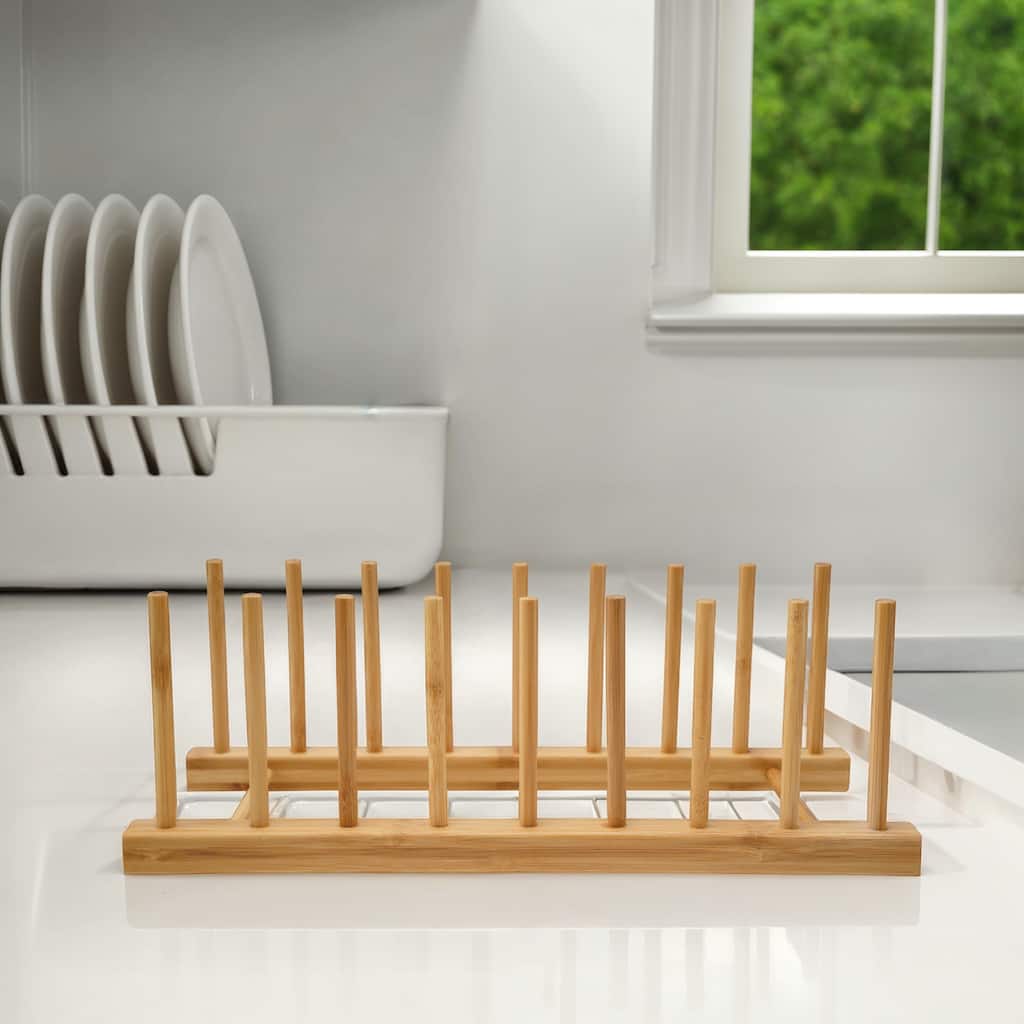 Bamboo Display Rack with 8 Sections - 11.75"L x 4.5"W x 4.13"H