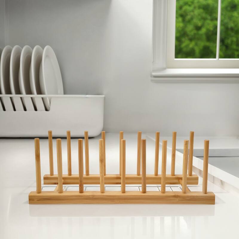 Bamboo Display Rack with 8 Sections - 11.75"L x 4.5"W x 4.13"H - Natural