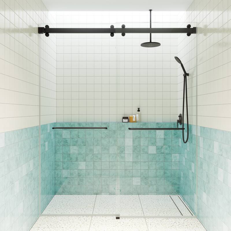 Polaris 60 in. x 78 in. Fully Frameless Glass Sliding Bypass Shower Doors with Square Hardware
