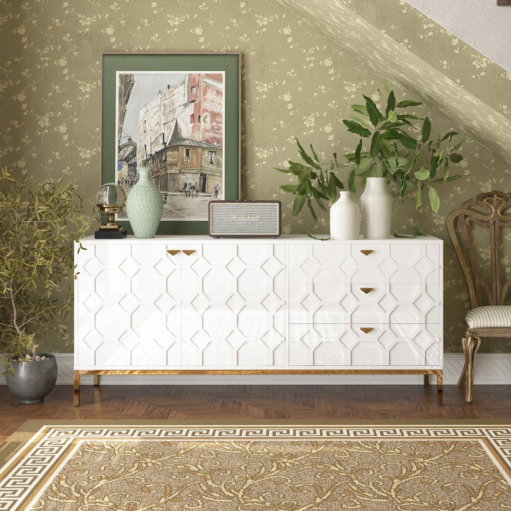 Clihome 2-Door Accent Cabinet with 3 Drawer Dressers
