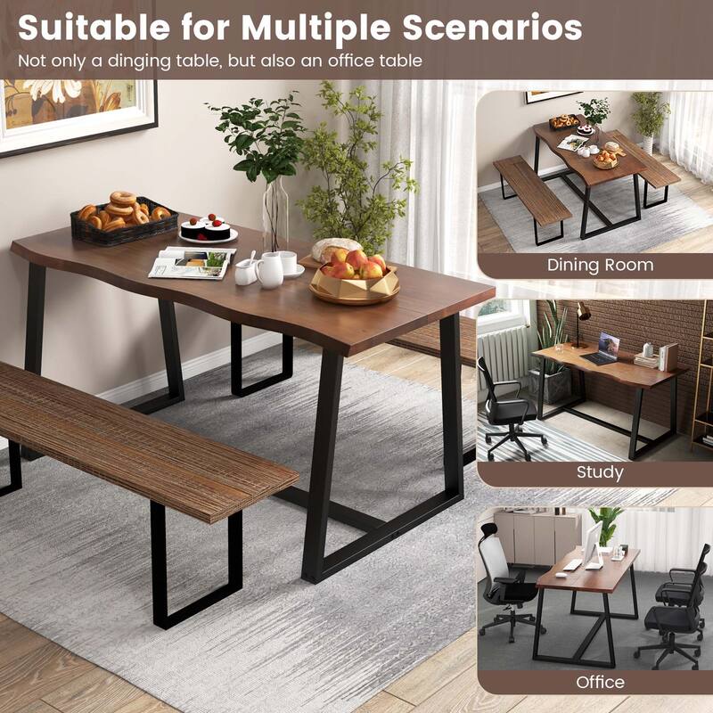 Costway 63" Large Dining Table for 4-6 People with Wavy Edge - See Details