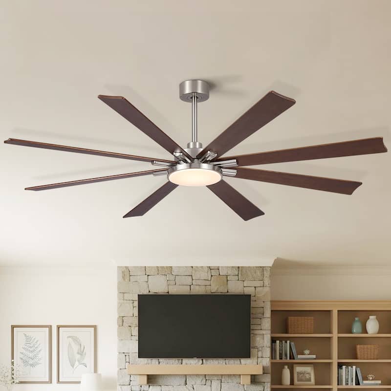 72 inch Retro Farmhouse Ceiling Fan with Light and Solid Wood Blades