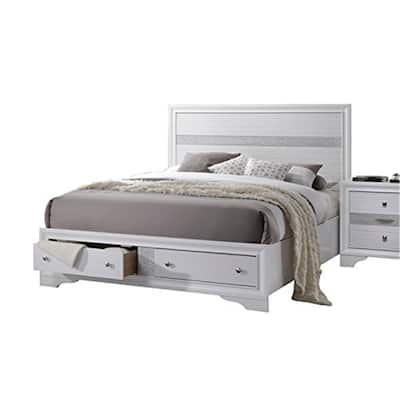 Eastern King Bed with Storage - Coastal Cottage Style, White Finish Bedroom Set