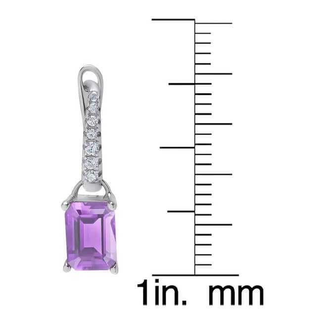 Victoria Townsend .925 Sterling Silver Amethyst & Lab White Sapphire Emerald-Cut Earrings - Purple