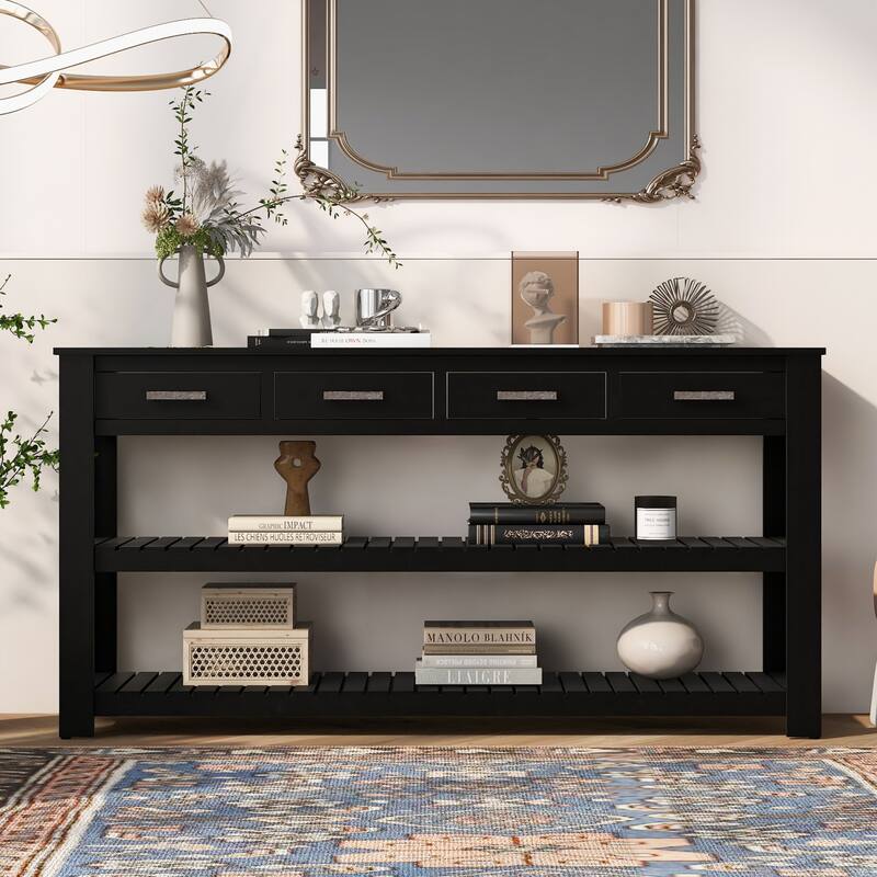 Console table with 4 drawers and 2 shelves