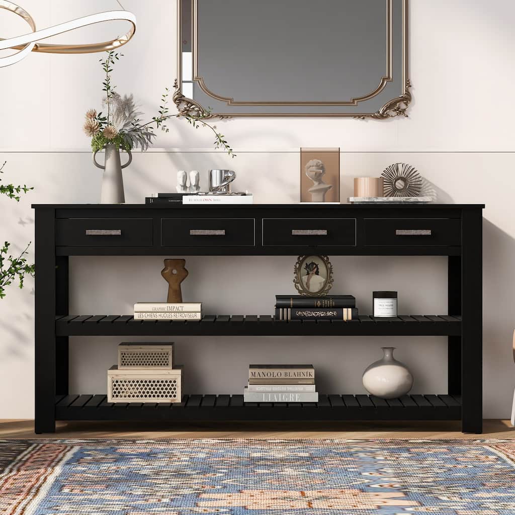 Console table with 4 drawers and 2 shelves