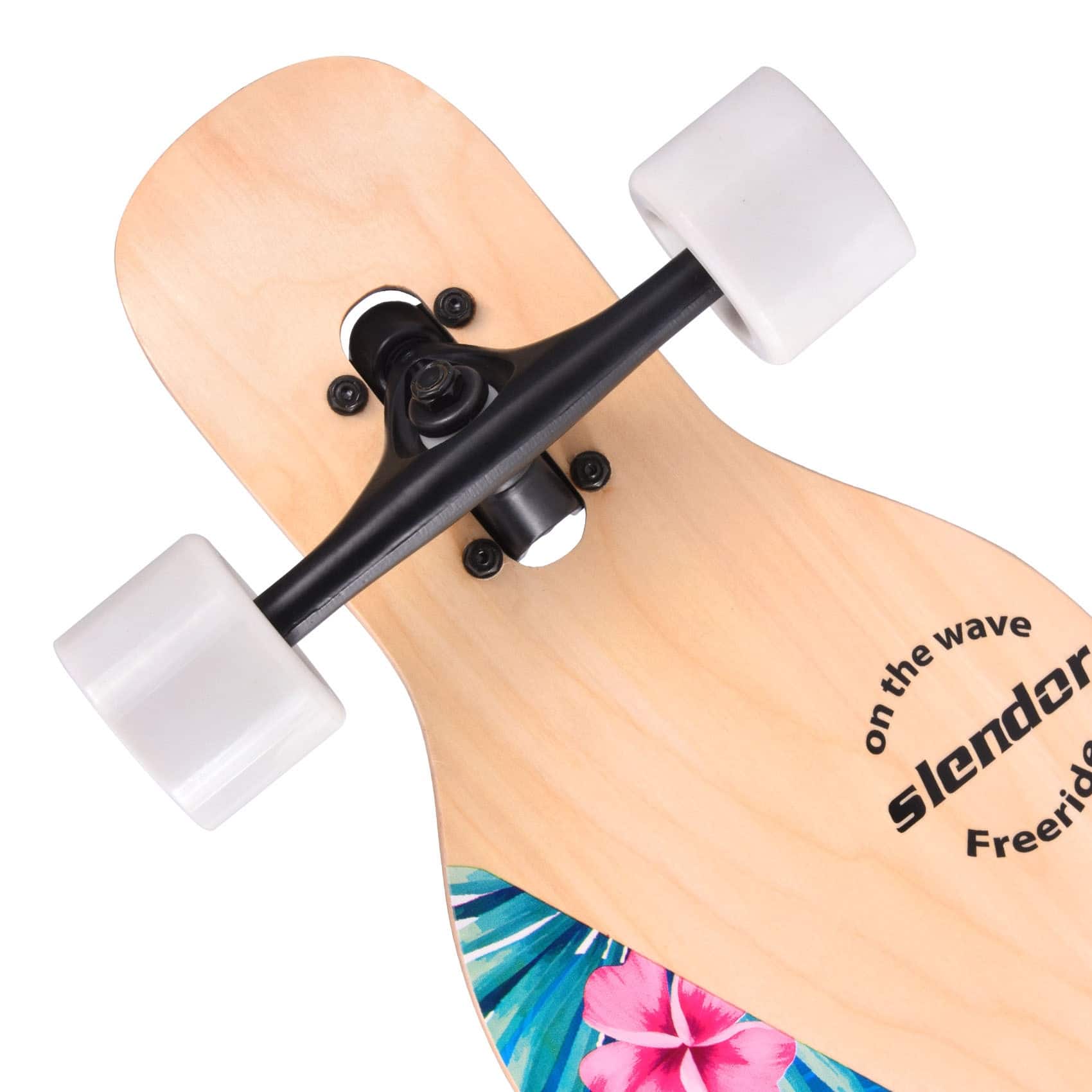 42 in. Blue Longboard Skateboard Drop Through Deck Complete Maple Cruiser Freestyle, Camber