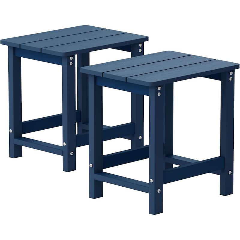 WINSOON Outside Adirondack Square Side Table, Weather Resistant Patio Tables Set Of 2 - Navy Blue