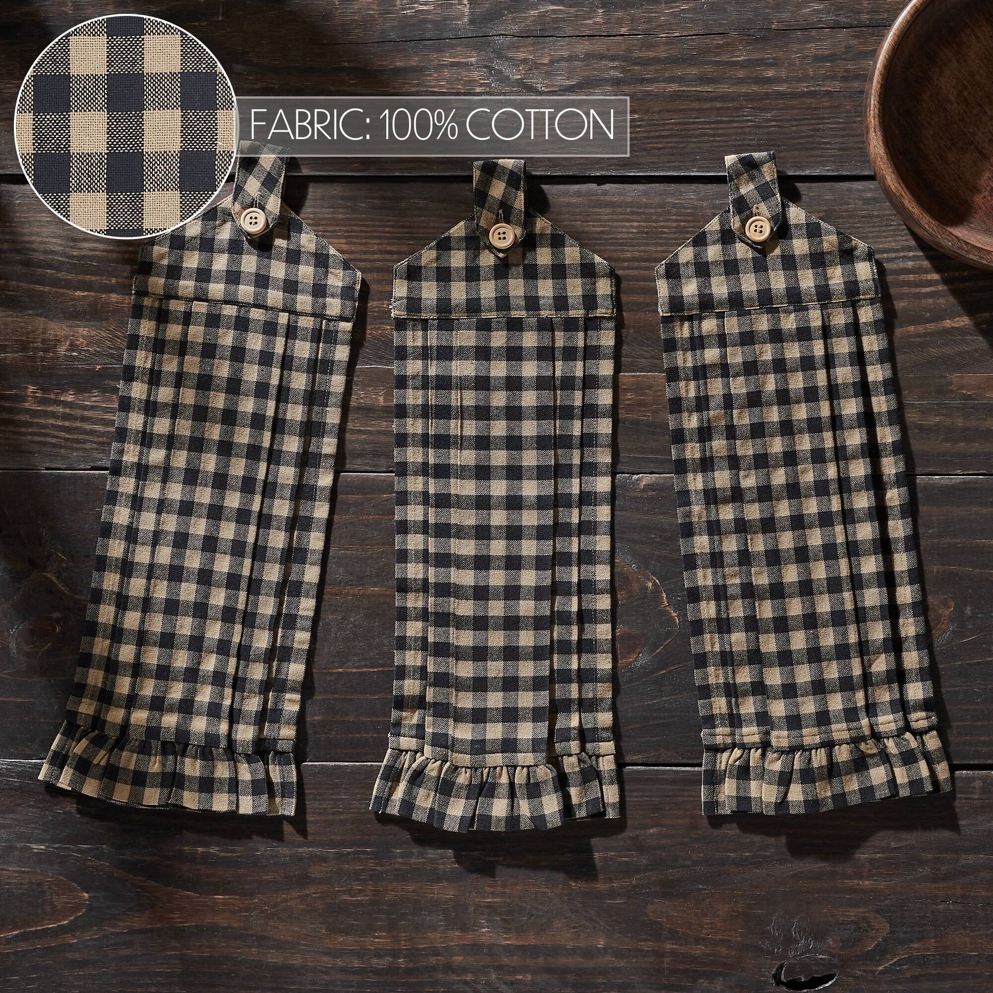 Black Check Button Loop Tea Towel Set of 3 Bed Bath & Beyond 39918749