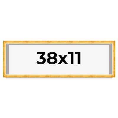 38x11 Shadow Box Frame Gold | 1.625 Inches Deep Real Wood Traditional