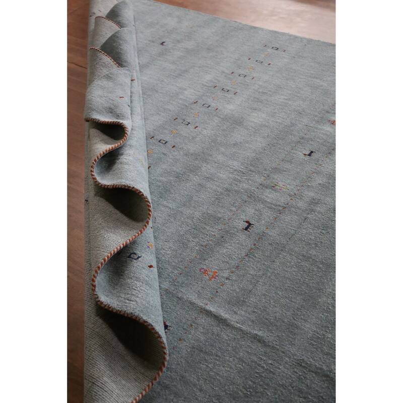 Hand Knotted Oriental 100% Wool Carpet Tribal Animal Pictorial Greys & Charcoal Gabbeh Area Rug - 9' 9'' X 8' 3''