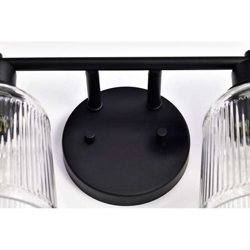 Grayson 4 Light Vanity Matte Black Finish Clear Ribbed Glass - Matte Black