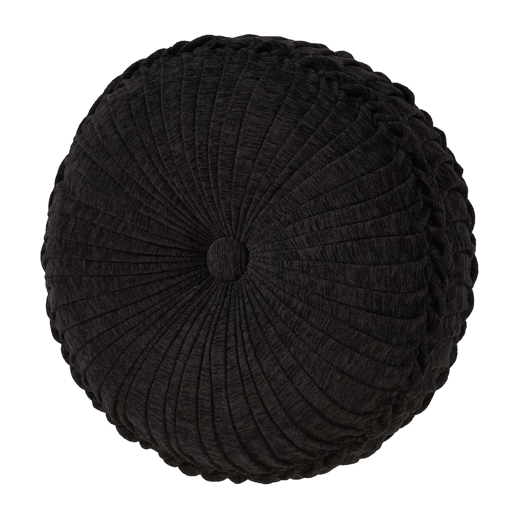 J. Queen New York Laurenza Black Tufted Round Decorative Throw Pillow