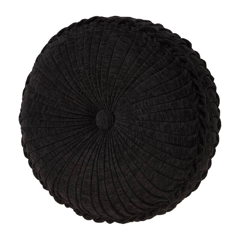 J. Queen New York Laurenza Black Tufted Round Decorative Throw Pillow