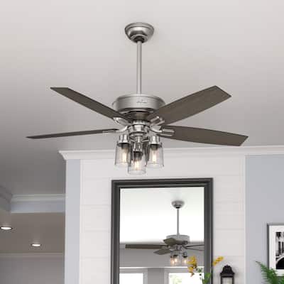 Hunter Fan Bennett Brushed Nickel/ Grey Oak 52-inch Ceiling Fan