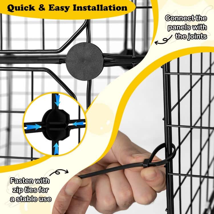 Black PP Metal 3-Tier Cat Cage with DIY Assembly, Hammock and Multi-Platform Playpen