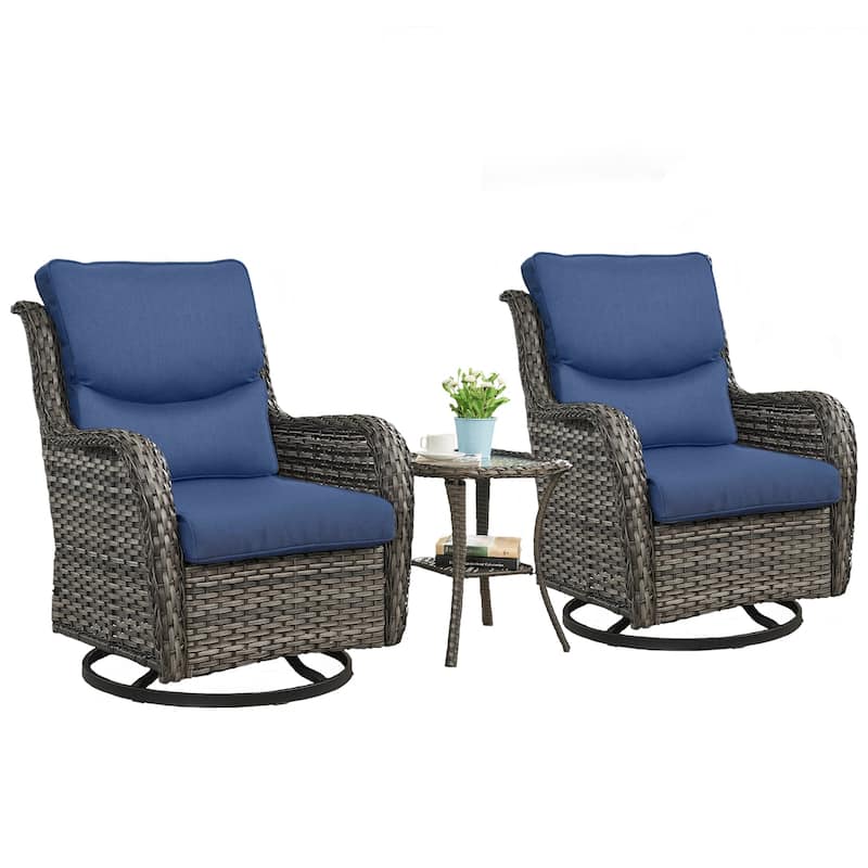 Pocassy Outdoor Glider Chairs Table with 4Inch 5Inch 6Inch Cushion