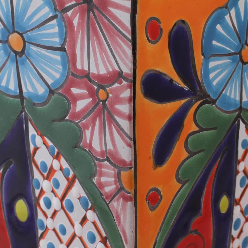 Novica Handmade Talavera Symmetry Ceramic Vase