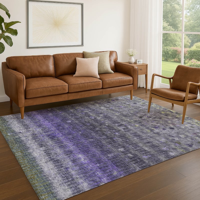 Machine Washable Indoor/ Outdoor Abstract Ombre Chantille Rug
