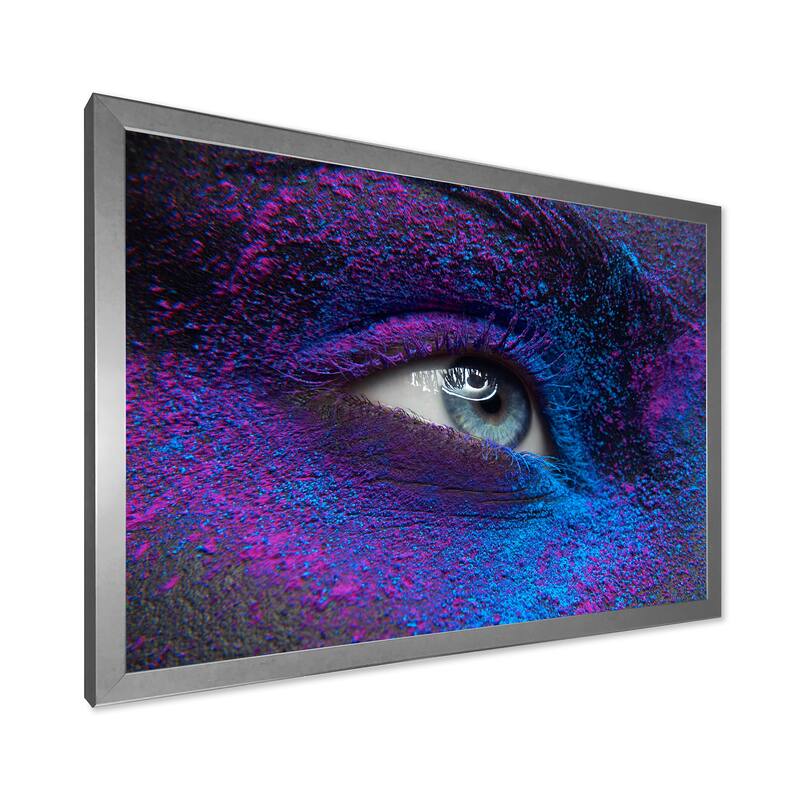 Designart "Female Eye With Dry Paint Dust Pigment on Face" Modern Framed Art Print