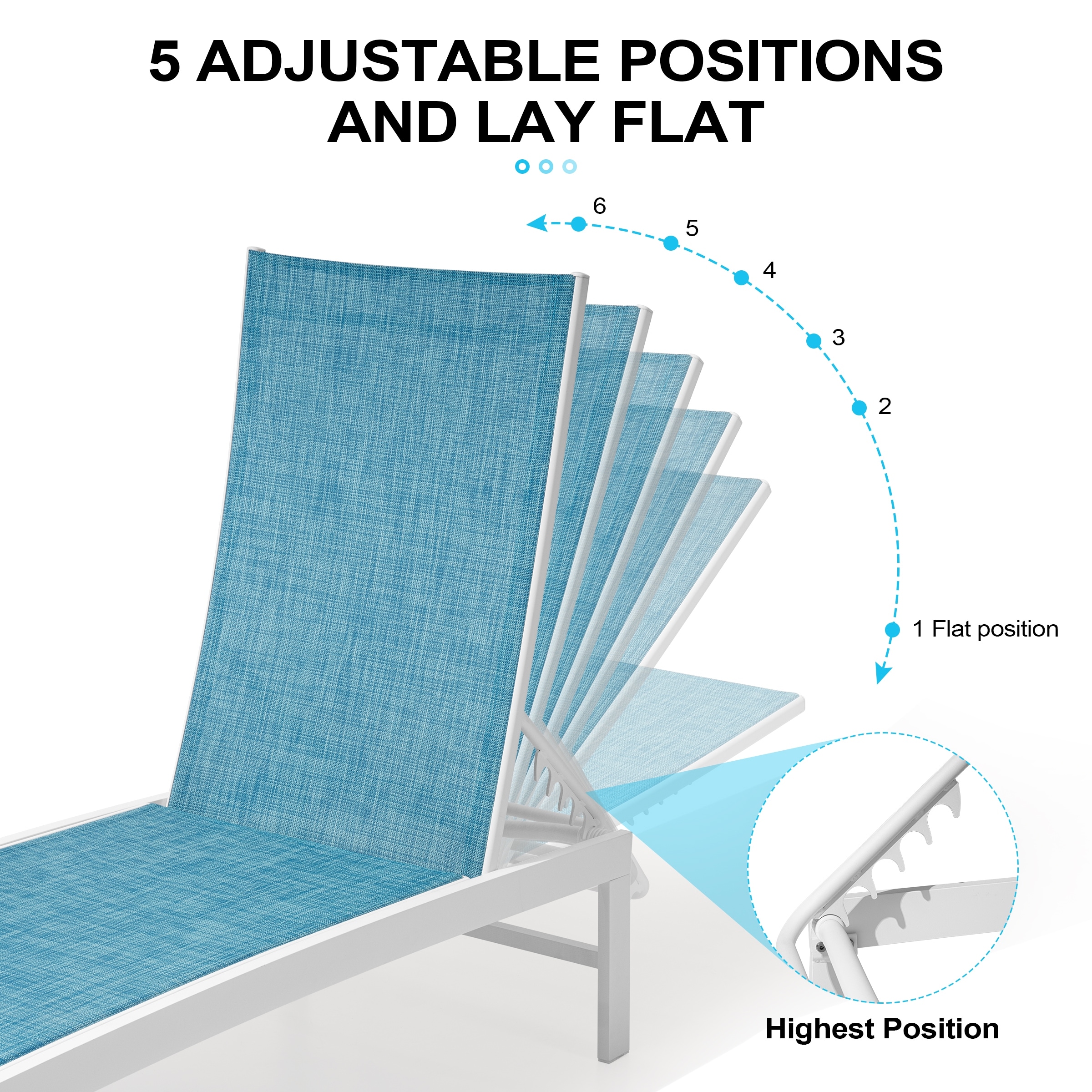 All-Weather Adjustable Aluminum Outdoor Pool Lounger Chaise-image