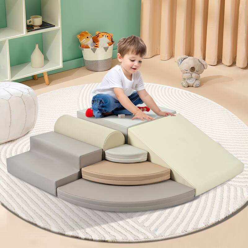 7-Piece Soft Foam Climbing Blocks for Toddlers,Soft Climb& Crawl Playset Indoor, Soft Play Equipment Climb and Crawl Playground