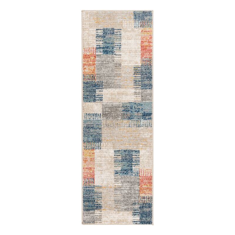 Gertmenian Winsor Modern Neutral Abstract Polypropylene Indoor Area Rug Collection - 2' 7" x 8' - Julien - Runner