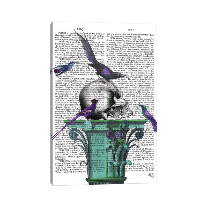 iCanvas "Skull On Plinth I" by Fab Funky Canvas Print