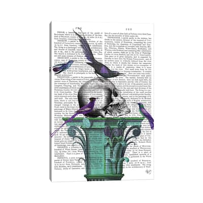 iCanvas "Skull On Plinth I" by Fab Funky Canvas Print
