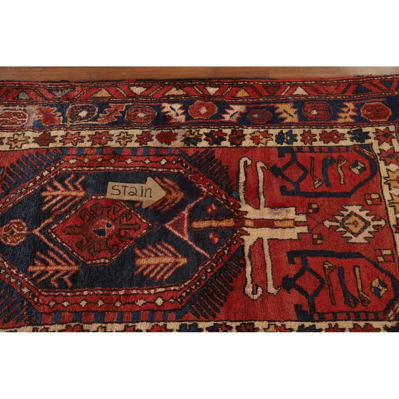 Handmade Vegetable Dye Ardebil Persian Vintage Runner Rug - 3'5"x 10'4"