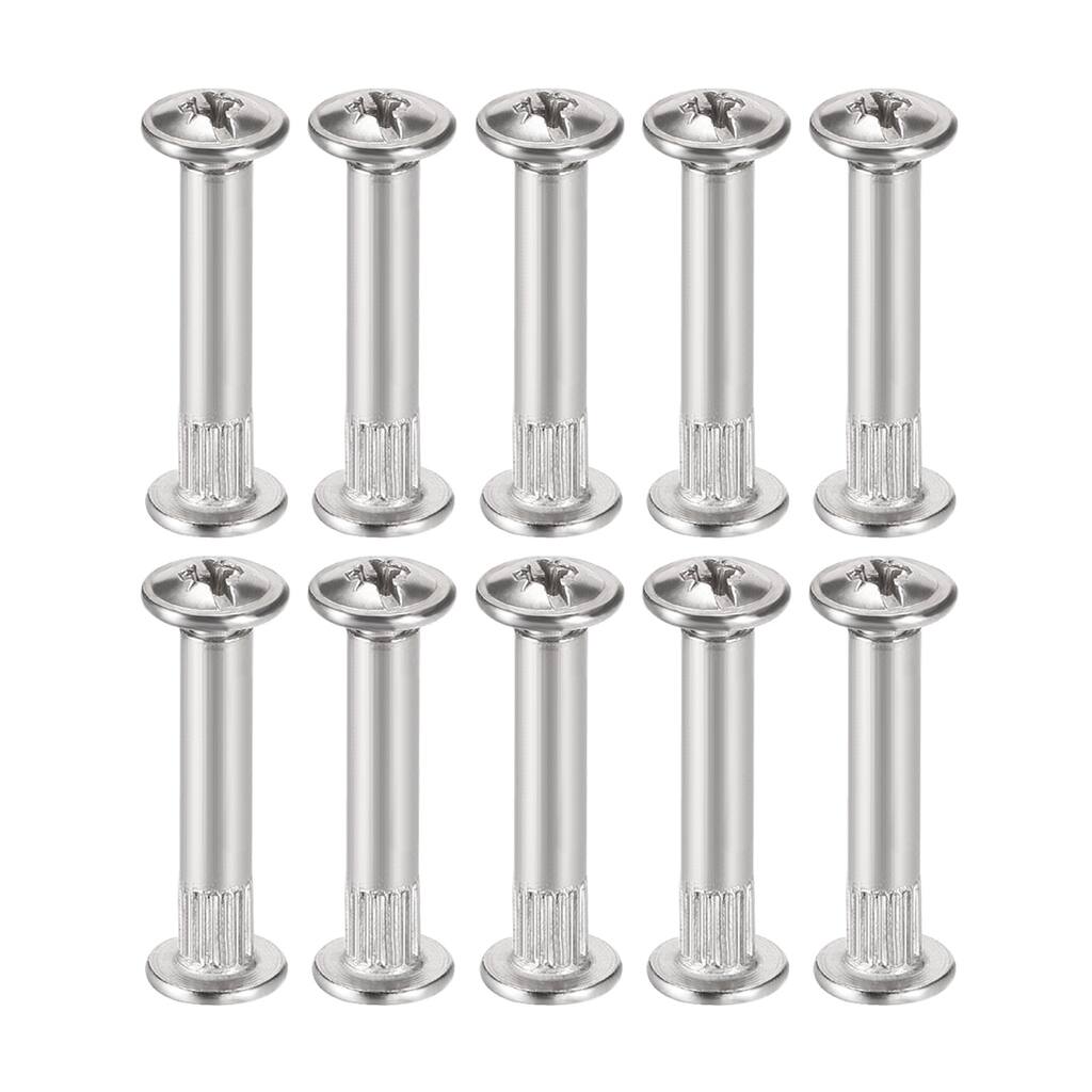 Screw Post Female 5x25mm Belt Buckle Bolts Carbon Steel 10 Sets - Silver Tone