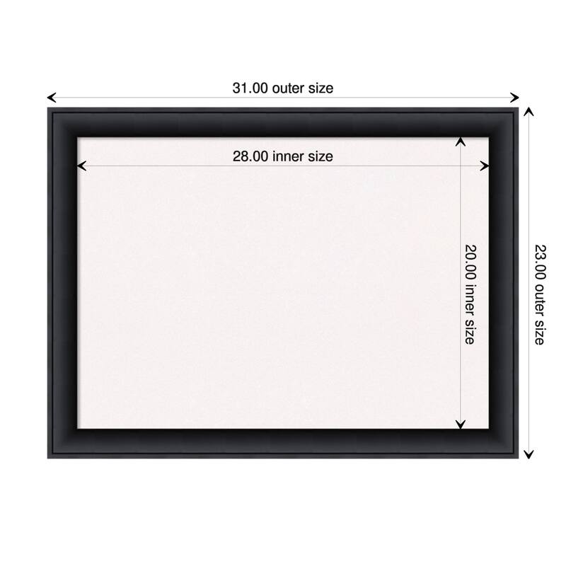 Nero Black Wood Framed White Corkboard Bulletin Board - Board Size 28x20