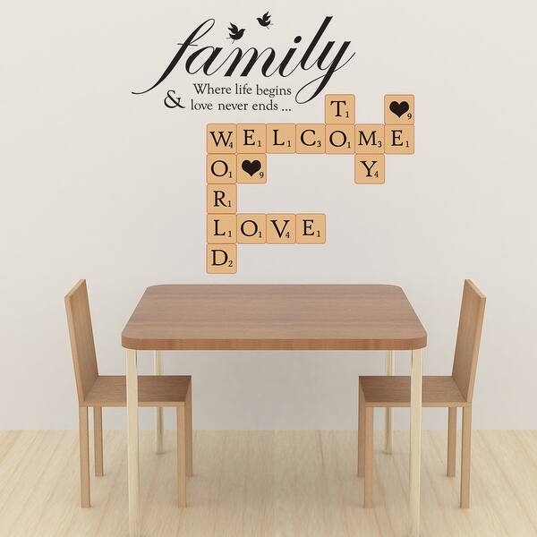 Walplus Letters Word Puzzle Family Birds Quote Wall Sticker Home Decor Overstock 32007169
