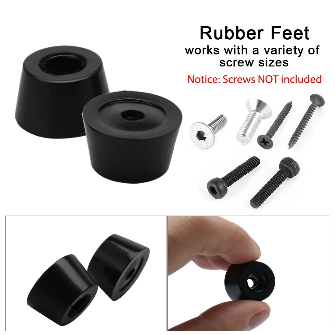 thumbnail image 2 of Alltrade Supply 2" Diameter X 1.5" Tall XL Rubber Bumper Foot With Steel Washer - Gloss Black, Thermoplastic Rubber 2 of 6