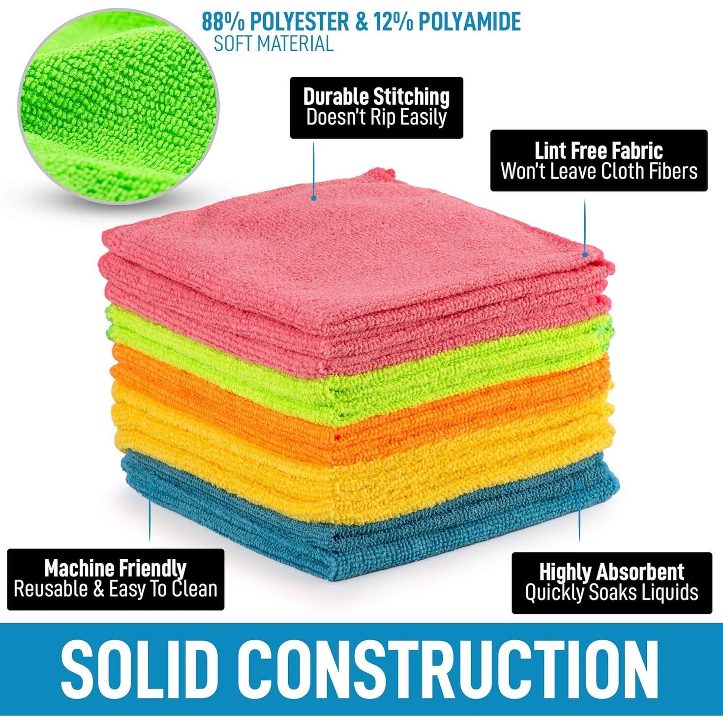 Zulay 12 Pack Ultra Absorbent Cleaning Microfiber Cleaning Cloths Bed Bath & Beyond 39063896