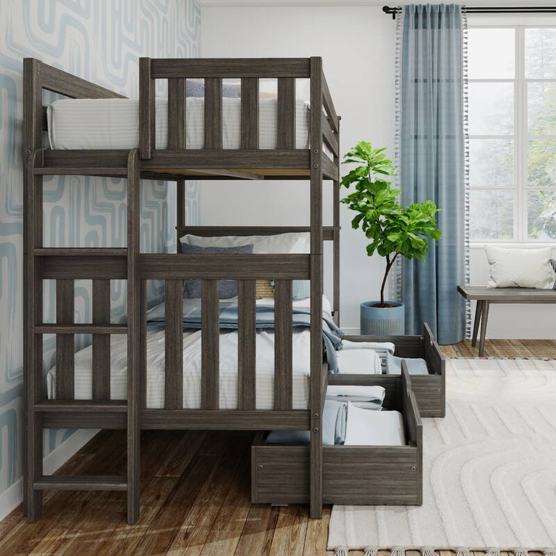 Max and Lily Twin over Twin Bunk Bed with Ladder and Storage Drawers