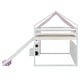 preview thumbnail 17 of 37, Full size Wooden Loft Bed House-shaped Frame with a Tent, White+Pink