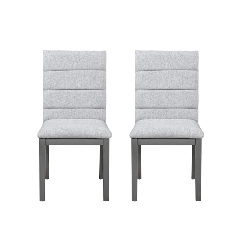 Upholstered Dining Chairs Set of 2, Armless Side Chairs with Solid Wood Legs, Modern Fabric Accent Chairs for Dining Room